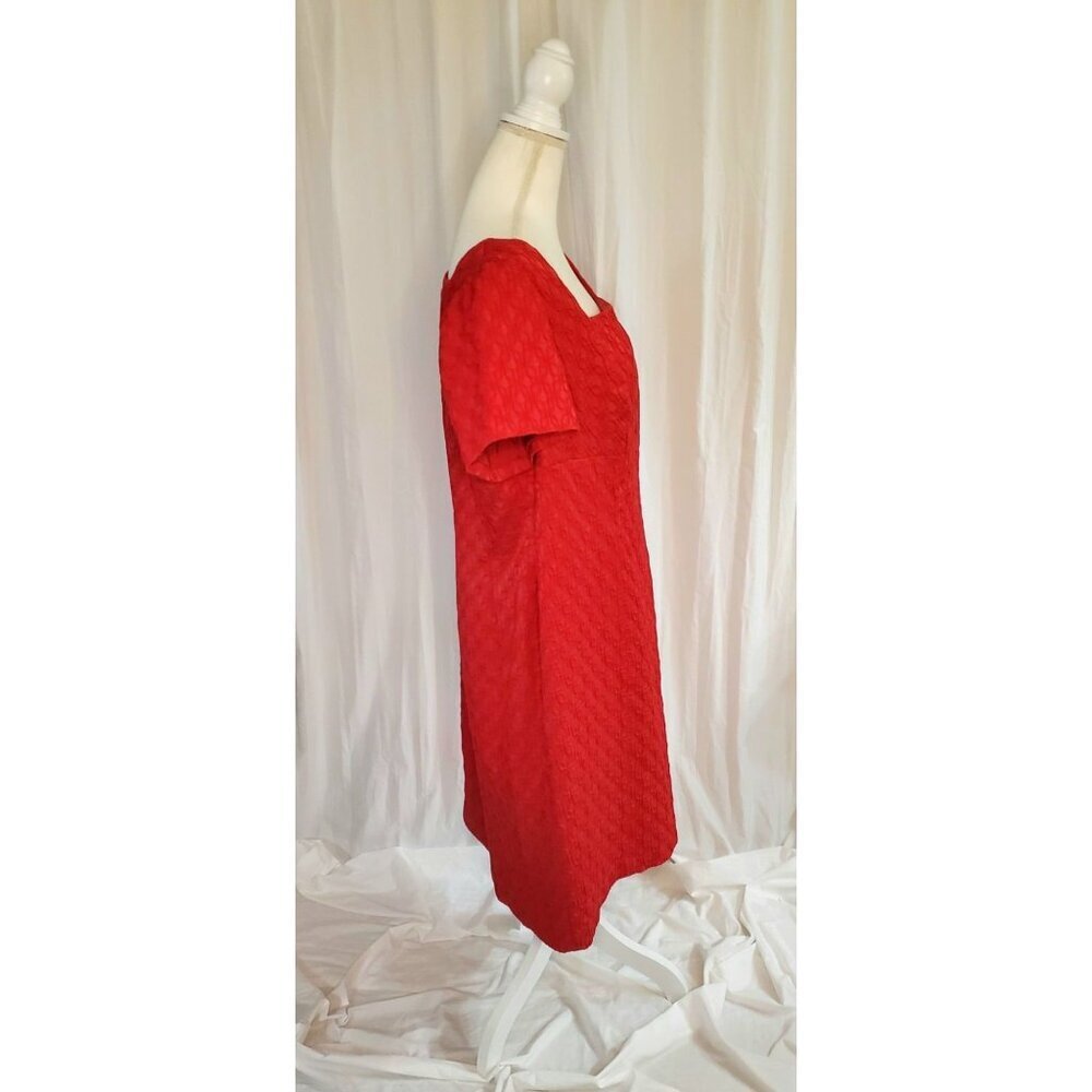 Adrianna Papell Puff Sleeve Textured Women's 18W Knee Length Dress Feminine - Picture 5 of 12